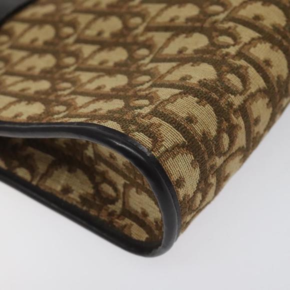 Christian Dior Trotter Canvas Shoulder Bag Beige Gold Auth 116060